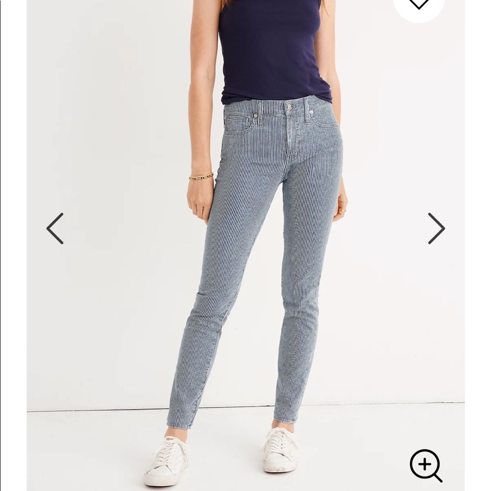 Madewell 9” Mid Rise Skinny Striped Jeans